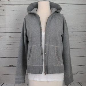 Abercrombie and Fitch Vintage 90's Y2K Hipster Grey Full Zip Distressed Hoodie